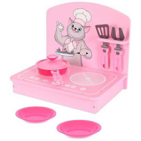 Кухня детская мини 7 предметов, розовая ПК Лидер 17304