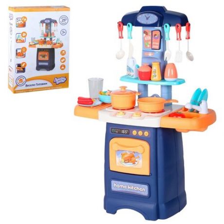 Игровой набор для девочек модульная кухня с плитой водой духовкой продуктами и кухонными приборами