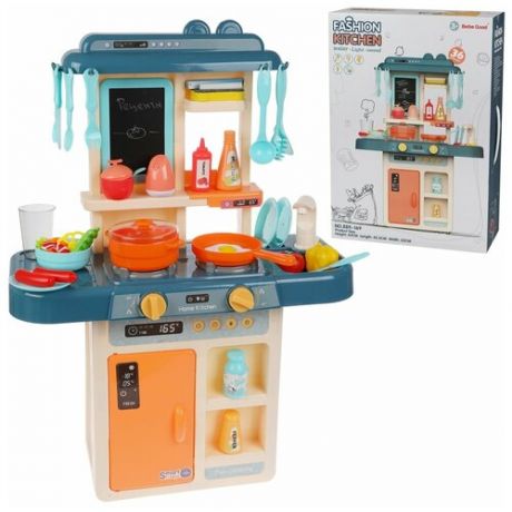 Детская игровая кухня Beibe Good «Fashion Kitchen» 889-169, 36 предметов, высота 63 см. свет, звук, бежит вода из крана