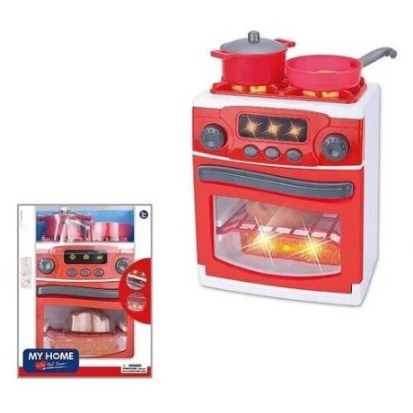 Кухня детская игровая, игрушечная бытовая техника, плита с аксессуарами, со светом и звуком, размер плиты - 17,5 х 13,5 х 27,5 см