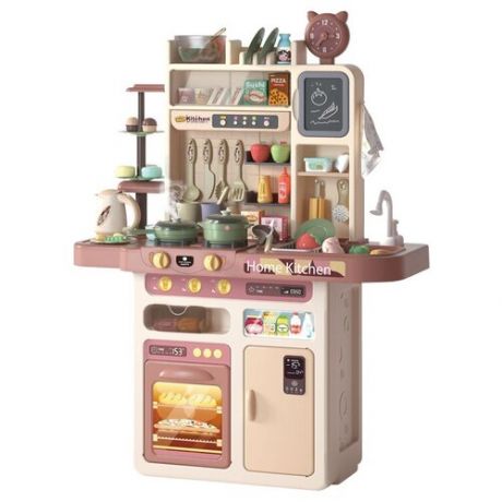 Детская кухня игровая высокая с паром, водой, звуки, свет, холодильником и чайником (WD-P46)