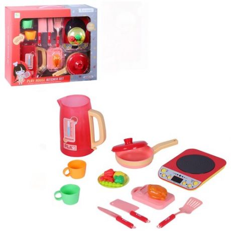 Игровой набор мультиварка с эффектом пара, плита, посуда, еда, детская бытовая техника, ролевые игры, обучающая игрушка, свет, звук, JB0209244