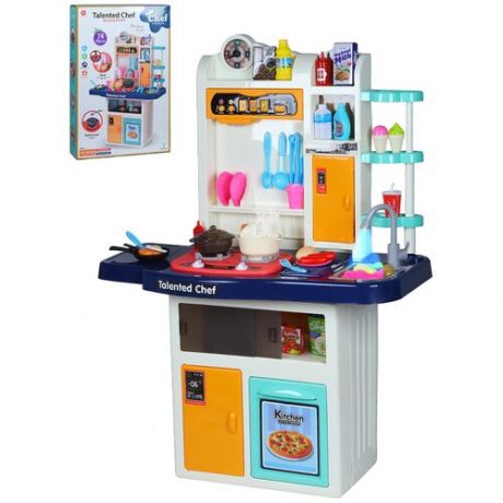 Игровой набор "Кухня", кран с водой, плита с паром, сенсорный дисплей, ролевые игры, обучающая игрушка, свет, звук, синий, JB0209255