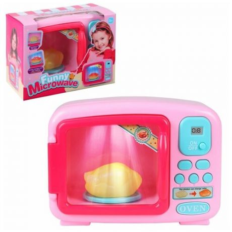 Игровой набор Микроволновая печь с продуктами, звук, детская бытовая техника, ролевые игры, обучающая игрушка, юной хозяйке, для девочек, цвет розовый