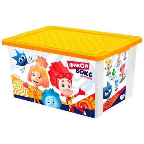 Детский ящик для хранения игрушек на колесиках ФИКСИКИ, 57 л, желтый Little Angel