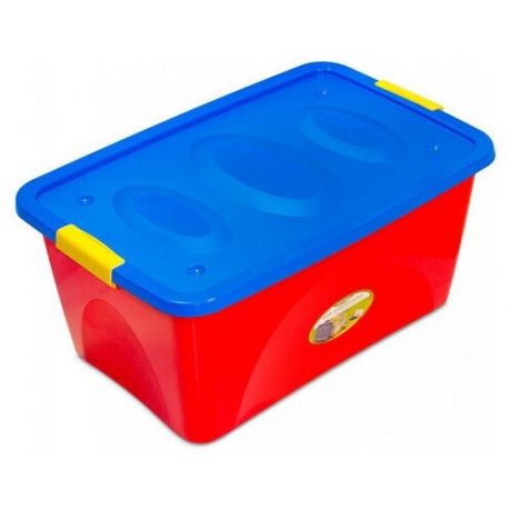 Контейнер- ящик детский для хранения игрушек пластмассовый «Пиколо» 44л, 60х40х28см, на колесах, крышка с защелками (Россия)