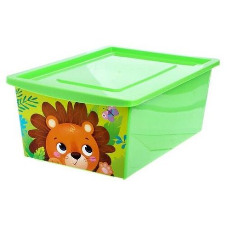 Соломон Ящик для игрушек, с крышкой, объём 30 л, цвет зелёный