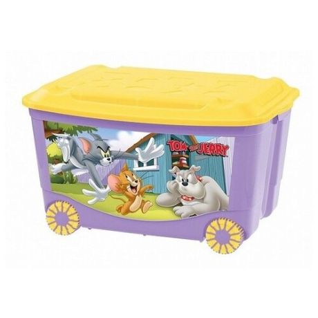 Ящик 45л для игрушек на колесах ТОМ И джерри сирен пластишка