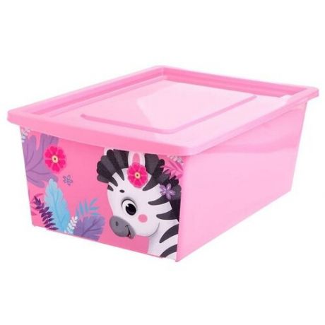 ZABIAKA Ящик для игрушек, с крышкой, объём 30 л, цвет розовый