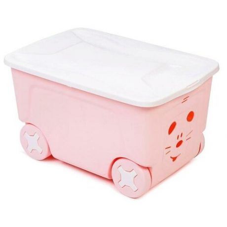 Детский ящик для игрушек COOL на колесах 50 литров, цвет розовый
