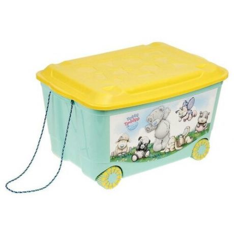 Пластишка Ящик для игрушек на колёсах с аппликацией Me to you, зелёный