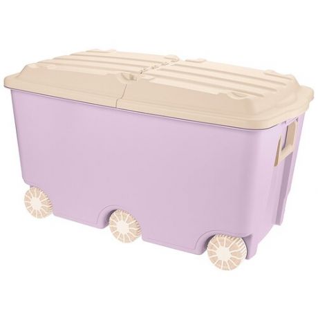 Ящик для игрушек пластишка на колесах, 66,5л, 685х395х385 мм (розовый)