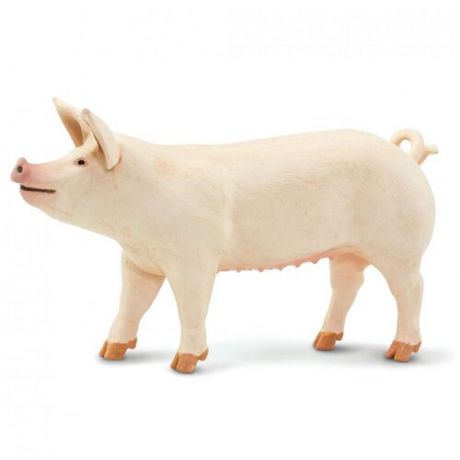 Крупная белая свинья фигурка-игрушка 10,5 х 2,3 х 5,5 см серия Домашние животные от 3 лет