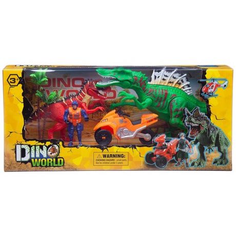 Игровой набор Junfa Мир динозавров (2 больших динозавра, маленький динозавр, 2 фигурки человека, лодка, акссесуары) Junfa WA-14216