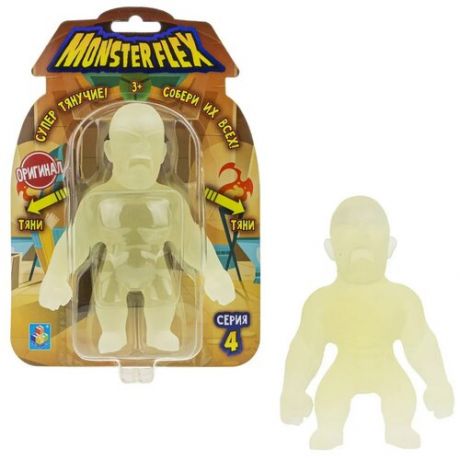 1TOY Антистрессовая игрушка Monster Flex 4-я серия "человек-невидимка", светится, со слаймом внутри Монстр Флекс , фигурка тянущаяся 15см