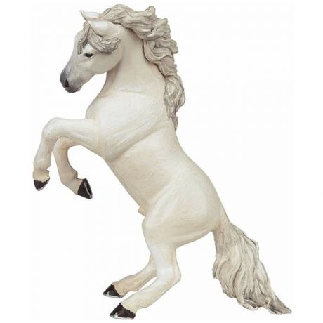 Белая лошадь на дыбах реалистичная фигурка игрушка от 3 лет