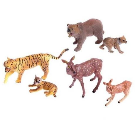 Зоомир Набор диких животных «Дети и родители», 6 фигурок