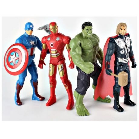 Детский набор фигурок 4 штук / фигурки мстители Тор, Халк, Капитан Америка, Железный человек