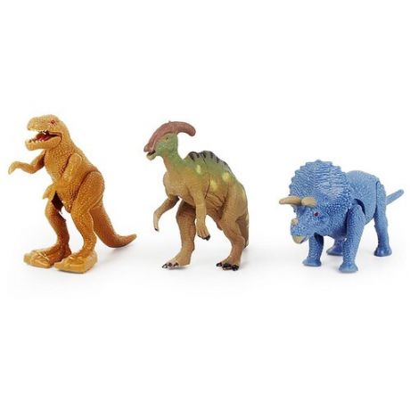 Набор динозавров Тираннозавр, паразауролоф и трицератопс (3 шт заводн подвиж