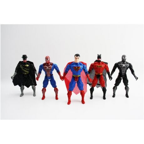 Детский игровой набор супергероев 5 шт Человек Паук , Зорро , Бэтмен , Супермен
