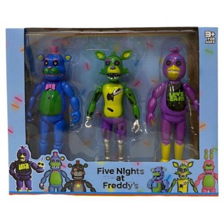 Детский игровой набор фигурок Аниматроники 5 ночей с Фредди. 3 фигурки в наборе.