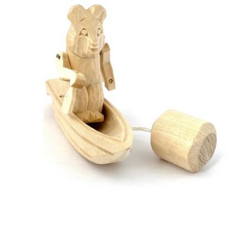 Богородская детская развивающая игрушка "Медведь в лодке" ручная работа