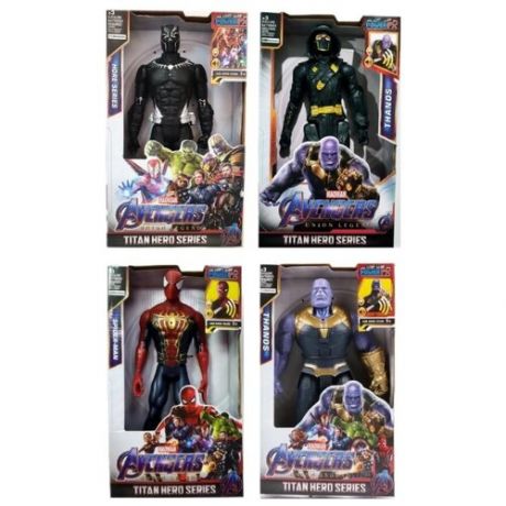 Набор фигурок Мстители Человек Паук, Танос, Ронин, Черная Пантера 4 штуки по 30 СМ