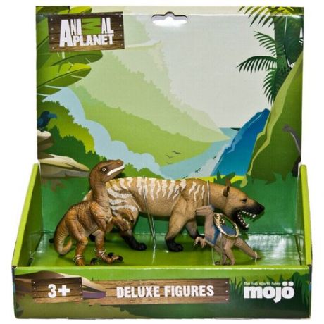 Набор фигурок Mojo (Animal Planet) в индивидуальной упаковке (L): Гиенодон (XL), Велоцираптор (M), Велоцираптор (брелок)387157079444P