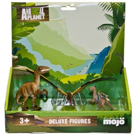 Набор фигурок Mojo (Animal Planet) в индивидуальной упаковке (L): Велоцираптор (M), Тропеогнат (род короткохвостых птерозавров семейства орнитохейридов) (L), Велоцираптор (брелок)387079375444P