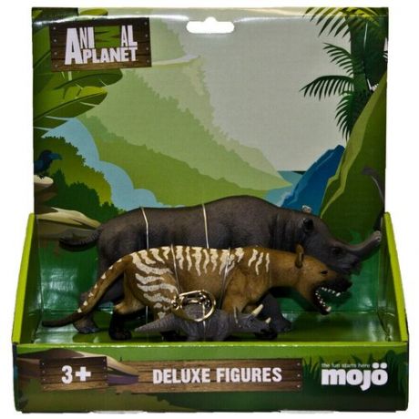 Набор фигурок Mojo (Animal Planet) в индивидуальной упаковке (L): Бронтотерий (XXL), Гиенодон (XL), Трицератопс (брелок)387155157449P