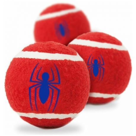 Мячик теннисный для животных Spider-Man / Человек-Паук Красный (3 шт