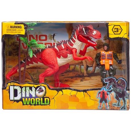 Набор игровой Мир динозавров (большой динозавр, фигурка человека, акссесуары), в коробке - Junfa Toys [WA-14231]