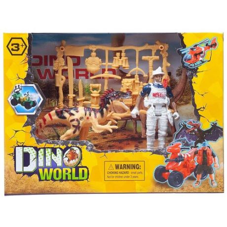 Набор игровой Мир динозавров (динозавр, фигурка человека, акссесуары), в коробке - Junfa Toys [WA-14236]