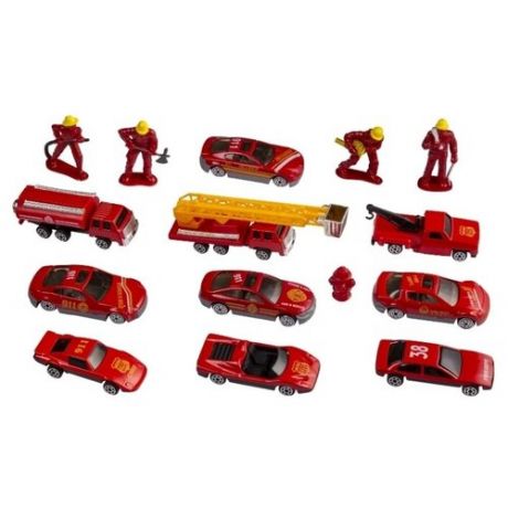 Игровой набор Пожарная команда (металл, 15 предметов, размер 3-7 см)