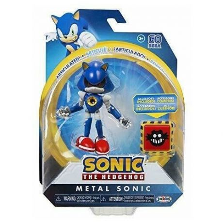 Подвижная фигурка Металлический Соник с ловушкой (Sonic The Hedgehog Modern Metal Sonic Action Figure with Trap Spring Accessory)