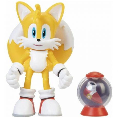 Подвижная фигурка Тейлз с кроссовками ускорения (Sonic The Hedgehog Modern Tails Action Figure with Fast Shoe Item Box Accessory)