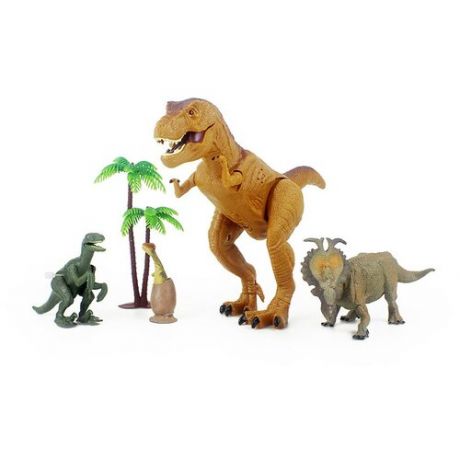 Набор динозавров Хищник на охоте: Тираннозавр (4 шт подвиж звук, свет)
