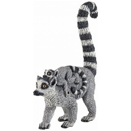 Лемур катта с детёнышем 7,8 см Lemur catta фигурка-игрушка дикого животного