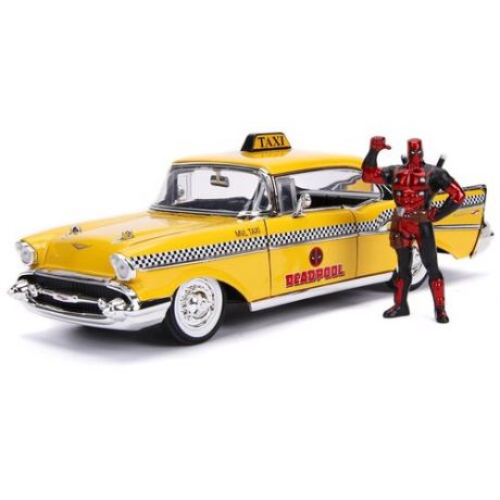 Набор Hollywood Rides: Marvel Deadpool – модель машины 1957 Chevy Bel Air Hard Top (масштаб 1:24) + фигурка Deadpool Figure 2,75