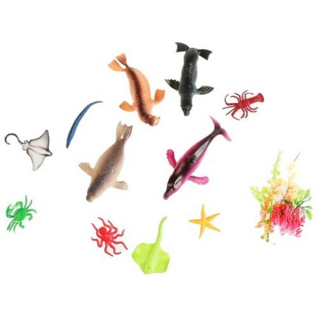 Пластизоль игрушка подводный мир (11 животных + 4 водоросли) Играем Вместе B1084602-R