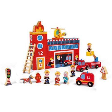 Janod Игровой набор "Пожарные", с деревянными фигурками