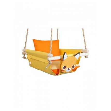 Hotenok Качели подвесные с подушками Лиса на солнце, желтый/оранжевый