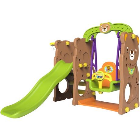 Спортивно-игровой комплекс Toy Monarch Мишка с качелями, коричневый/зеленый