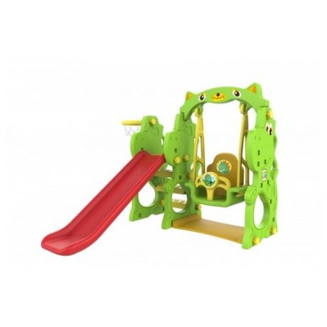Спортивно-игровой комплекс Toy Monarch Дино с качелями CHD-171, зеленый/красный