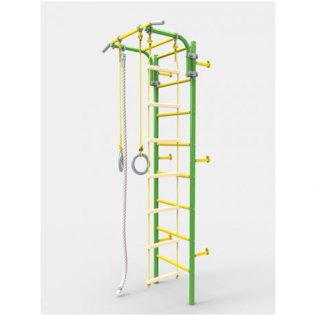 Шведская стенка для детей ROKIDS Атлет-2 / детский спортивный комплекс игровой / для дома / для детской / зеленый / желтый