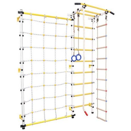 Детская шведская стенка с сеткой- лазалкой, цвет белый