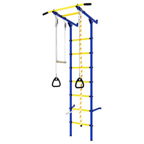 Детский спортивный комплекс DSK «Пристенный» (с массажными ступенями), цвет синий/жёлтый