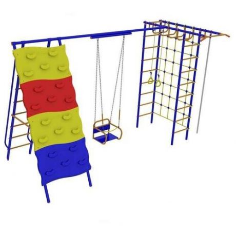 Детский спортивный комплекс для улицы "Веселый Непоседа" Модель № 7 с качелями на цепях и скалодромом
