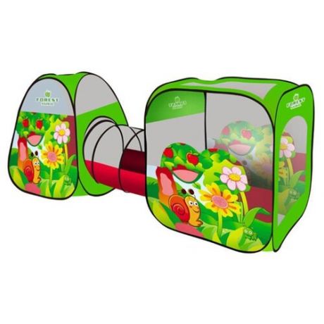 Палатка Наша игрушка Веселая улитка с туннелем SG7015-B, зеленый/красный/прозрачный