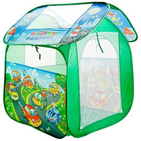 Палатка Играем вместе Веселые машинки домик в сумке GFA-AUTO-R, зеленый